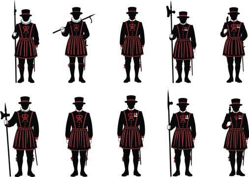 Traditional Yeoman Warder Uniforms, London Icons with Halberds