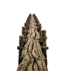 Naklejka premium Wooden walkway isolated on transparent background, wooden jetty design element