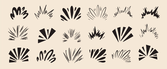 Ink drawn star sparkles with comic twinkle rays and burst effects. Hand-drawn graphic elements add playful energy, perfect for manga illustrations and dynamic design. Vector firework set isolated. © Syuzann q