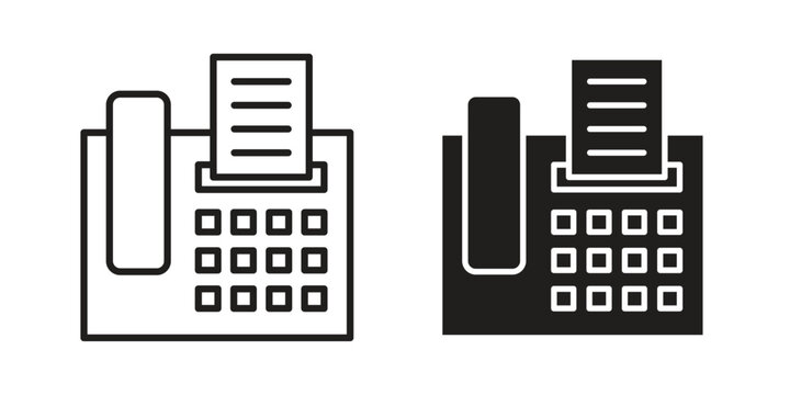 Fax machine icons for templates, web design and infographics