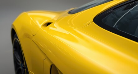 Fototapeta premium Yellow sport car exterior details revealed in tight close up