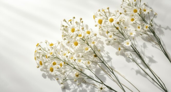 Fresh botanical Acmella oleracea stems with flowers arranged on a clean white background