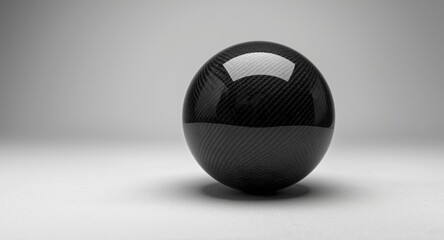 Focused image of a carbon fiber globe lying on a spotless white canvas
