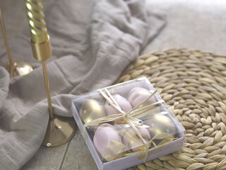 Pastel And Metallic Easter Eggs In Gift Box