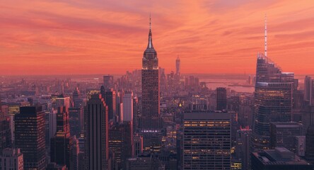 Naklejka premium animated city silhouette displaying numerous lofty skyscrapers