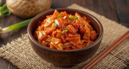 Authentic fermented kimchi with traditional Korean spicy taste
