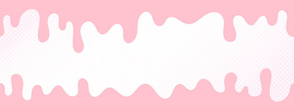 Seamless pink dripping pattern. Melted strawberry cream texture with wavy bubblegum splash shapes. Sweet liquid candy background with soft flowing shapes. Wavy bubblegum splash pattern.