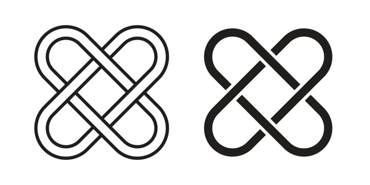 Interlocking icons for templates, web design and infographics