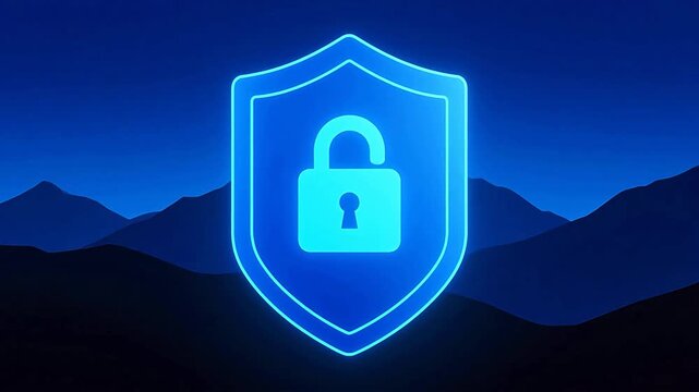 GlowingBlueShieldwithLockIcon