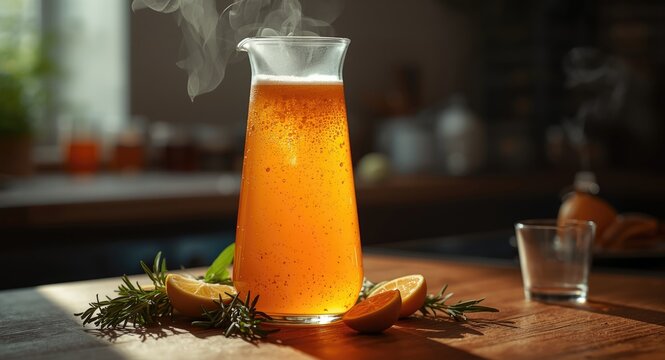 Raw kombucha tea fermented healthy homemade natural probiotic drink with copy space