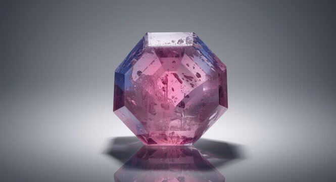 Translucent Spinel octahedral crystal featuring bright coloration and detailed surface growth marks