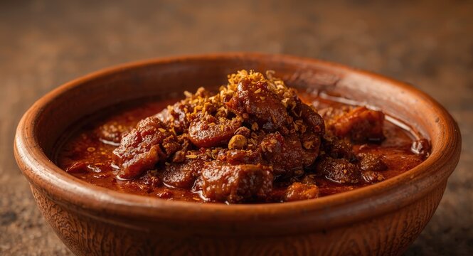 Spicy Obe Ila Alasepo served with fresh goat meat and traditional seasonings