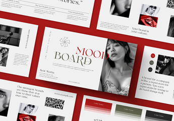 Elegant Red Accent Brand Mood Board Editorial Template