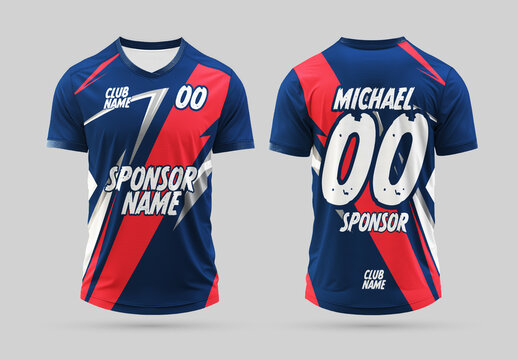 Modern Blue And Red Sports Jersey Template Design