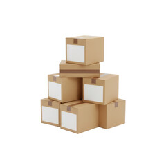 Fototapeta premium Stacked Cardboard Shipping Boxes with Blank Labels