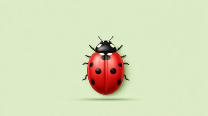 Obraz premium Colorful ladybug on light green background with bold black spots