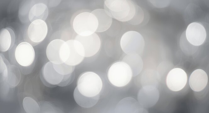 Muted white and gray bokeh lights creating a blurred abstract background