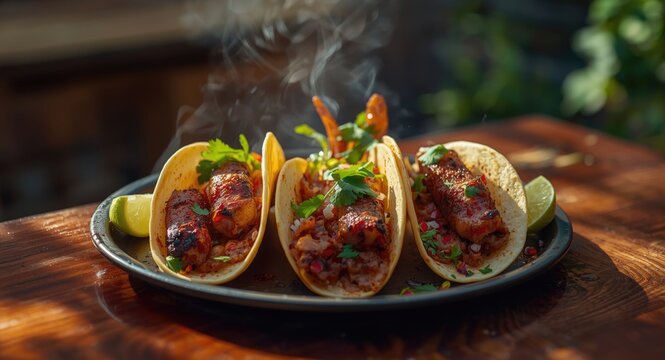Mexican discada style tacos combining chorizo and roasted meat from ember cooking