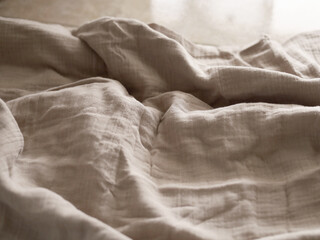 Sunlit Rumpled Linen Bedding in Neutral Tones