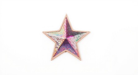Obraz premium Star shaped sequin patch isolated on white background for decorative clothing use