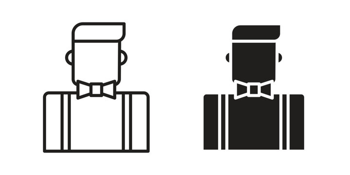 Ventriloquist icon concept. Thin line symbol. Vector illustration isolated. Editable stroke.