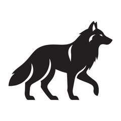 Fototapeta premium Minimal flat vector icon of a wolf walking