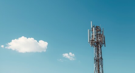 Wireless network tower with equipment for radio and television signals
