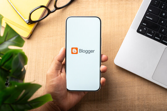 Blogger logo is displayed on the screen of a smartphone, in Bangalore, India, on February 28, 2026
