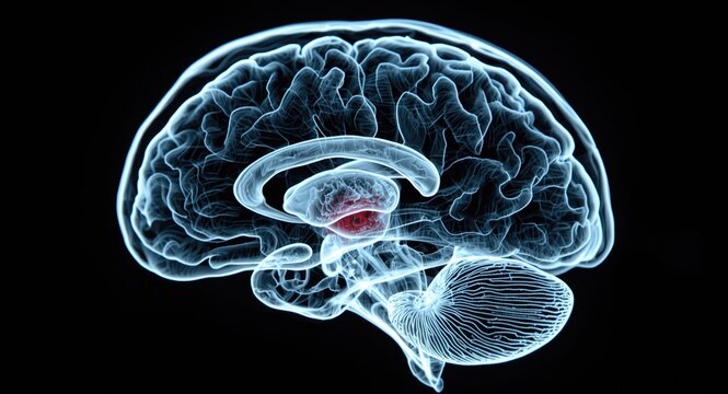 Human brain X ray highlighting bone integrity and cranial shape