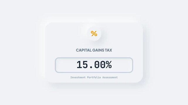 Digital interface showing a financial calculation for capital gains tax, illustrating modern investment portfolio management and economic policy implications