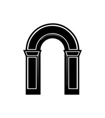 Fototapeta premium Arch silhouette with columns on white background