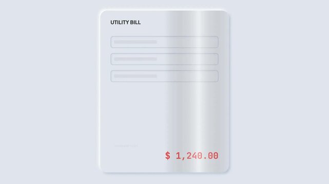 Modern digital financial statement illustration depicting an outstanding balance for monthly service expenses, symbolizing payment obligation and household budgeting