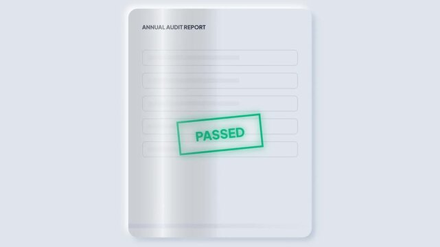 Approved document with a green stamp signifying successful completion and endorsement of a report