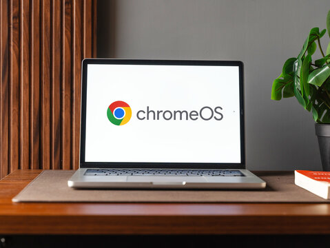 Chrome OS logo is displayed on the screen of a smartphone, in Bangalore, India, on February 28, 2026

