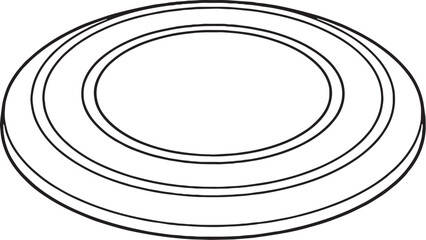 Dog Frisbee Flying Disc Black and White Line Art Illustration