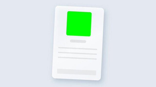 Clean and modern digital document interface mockup with a prominent green screen placeholder, ideal for showcasing content, UI/UX design concepts, or app development templates