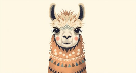 Fototapeta premium Friendly tribal llama illustration perfect for kid friendly apparel and decor