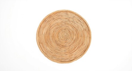 Fototapeta premium simple white background with a natural fiber wicker placemat