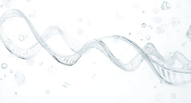 abstract white bubble filled background showcasing DNA helices