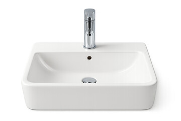 Bathroom sink with faucet isolated on transparent background
