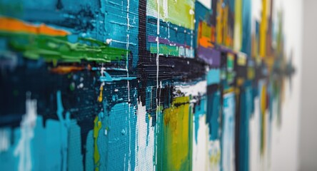 modern 2d painting of an abstract city with dynamic color palette