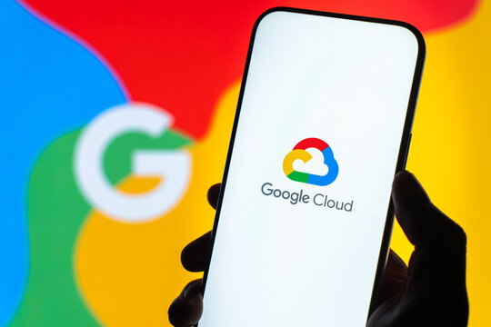 Google Cloud logo is displayed on the screen of a smartphone, in Bangalore, India, on February 28, 2026
