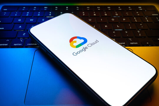 Google Cloud logo is displayed on the screen of a smartphone, in Bangalore, India, on February 28, 2026
