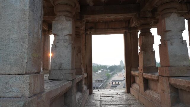 Golden Hour at Hampi Bazaar Heritage Site