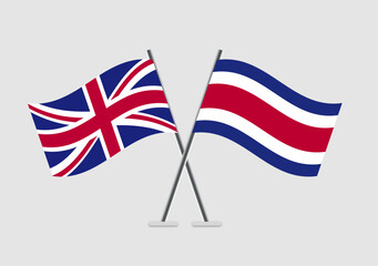 Fototapeta premium United Kingdom and Costa Rica vector flags with curved wave detail