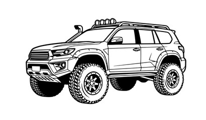 4x4 off road SUV side view logo vector illustration EPS 10 © MdMiraz