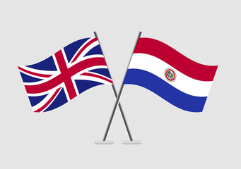 Fototapeta premium United Kingdom and Paraguay vector flags visualized in cultural layout
