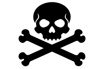 Crossbones and skull icon, Crossbones and skull silhouette vector.