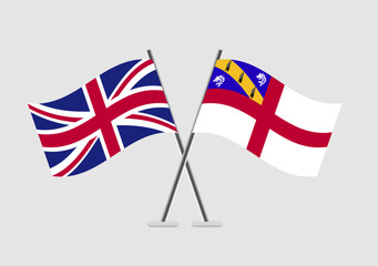 Fototapeta premium United Kingdom and Herm vector flags set on gray minimal background