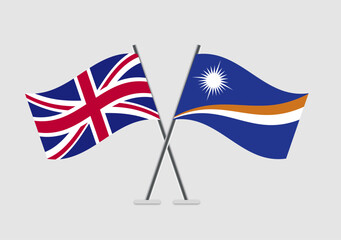 Fototapeta premium United Kingdom and Marshall Islands vector flags in vector-art classic format